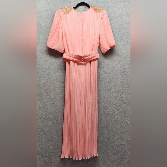 Miss Elliette Ruched Chiffon Beaded Gown Womens 12 Fairy Cottagecore Vintage - Picture 2 of 8